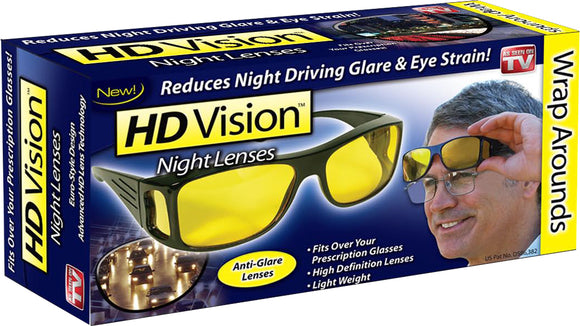 HD Vision Night Wraparounds Glasses - the ORIGINAL Fit Over Glasses for Night Driving