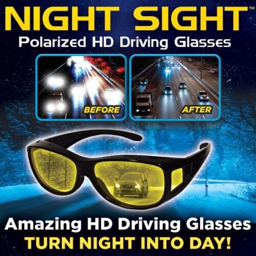 Night Sight Polarized HD Night Vision Fitover Driving Sunglasses for Men/Women