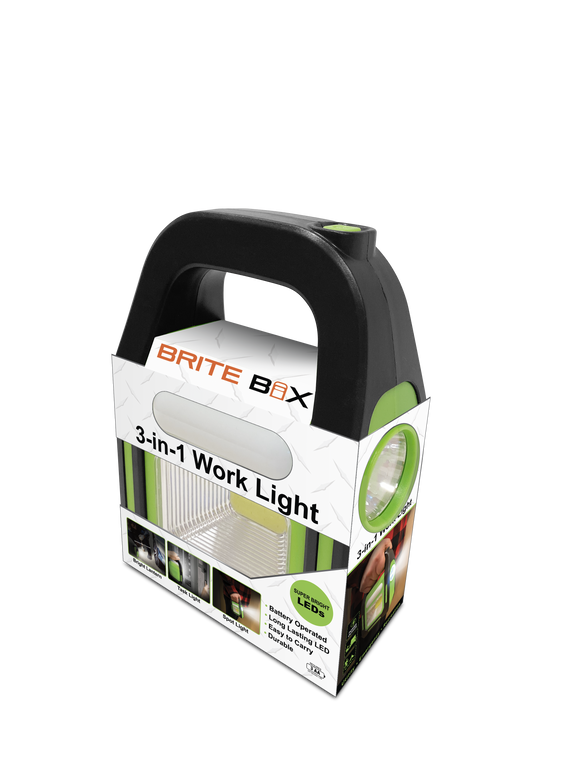 Brite Box 3-in-1 LED Work Light - Battery Operated - Long Lasting Lights