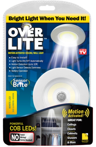 Over Lite As Seen On TV 4 in x 4 in Motion Activated Ceiling/Wall Light